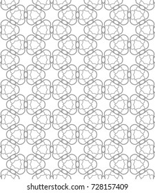 Seamless geometric line pattern in arabian style. Repeating linear lace texture for wallpaper, packaging, banners, invitations, business cards, fabric print. Monochrome graphic background