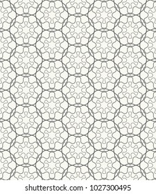 Seamless geometric line pattern in arabic style. Repeating linear texture for wallpaper, packaging, banner, invitation, business card, fabric print. Black and white graphic background, lace pattern