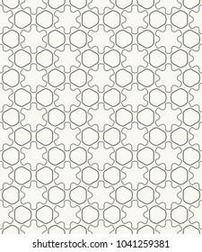 Seamless geometric line pattern in arabic style. Repeating linear texture for wallpaper, packaging, banner, invitation, business card, fabric print. Black and white graphic background, lace pattern