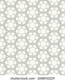 Seamless geometric line pattern in arabic style. Repeating linear texture for wallpaper, packaging, banner, invitation, business card, fabric print. Black and white graphic background, lace pattern