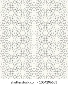 Seamless geometric line pattern in arabic style. Repeating linear texture for wallpaper, packaging, banner, invitation, business card, fabric print. Black and white graphic background, lace pattern