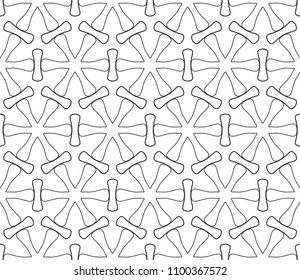 Seamless geometric line pattern in arabic style. Repeating linear texture for wallpaper, packaging, banner, invitation, business card, fabric print. Black and white graphic background, lace pattern
