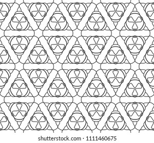 Seamless geometric line pattern in arabic style. Repeating linear texture for wallpaper, packaging, banner, invitation, business card, fabric print. Black and white graphic background, lace pattern