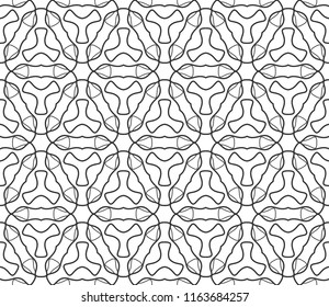 Seamless geometric line pattern in arabic style. Repeating linear texture for wallpaper, packaging, banner, invitation, business card, fabric print. Black and white graphic background, lace pattern