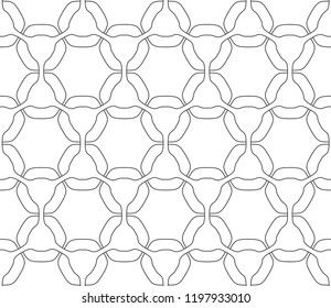 Seamless geometric line pattern in arabic style. Repeating linear texture for wallpaper, packaging, banner, invitation, business card, fabric print. Black and white graphic background, lace pattern