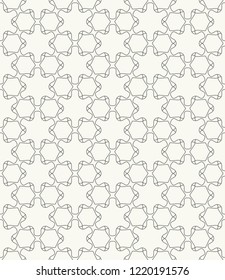 Seamless geometric line pattern in arabic style. Repeating linear texture for wallpaper, packaging, banner, invitation, business card, fabric print. Black and white graphic background, lace pattern