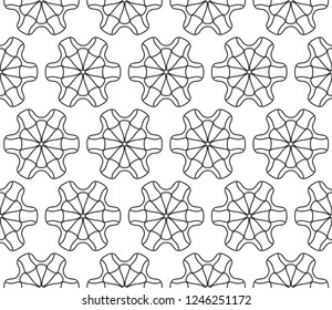 Seamless geometric line pattern in arabic style. Repeating linear texture for wallpaper, packaging, banner, invitation, business card, fabric print. Black and white graphic background, lace pattern