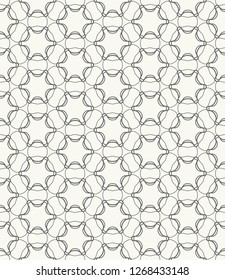 Seamless geometric line pattern in arabic style. Repeating linear texture for wallpaper, packaging, banner, invitation, business card, fabric print. Black and white graphic background, lace pattern