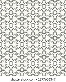 Seamless geometric line pattern in arabic style. Repeating linear texture for wallpaper, packaging, banner, invitation, business card, fabric print. Black and white graphic background, lace pattern