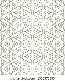 Seamless geometric line pattern in arabic style. Repeating linear texture for wallpaper, packaging, banner, invitation, business card, fabric print. Black and white graphic background, lace pattern