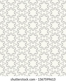 Seamless geometric line pattern in arabic style. Repeating linear texture for wallpaper, packaging, banner, invitation, business card, fabric print. Black and white graphic background, lace pattern