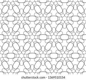 Seamless geometric line pattern in arabic style. Repeating linear texture for wallpaper, packaging, banner, invitation, business card, fabric print. Black and white graphic background, lace pattern