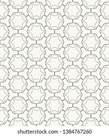 Seamless geometric line pattern in arabic style. Repeating linear texture for wallpaper, packaging, banner, invitation, business card, fabric print. Black and white graphic background, lace pattern