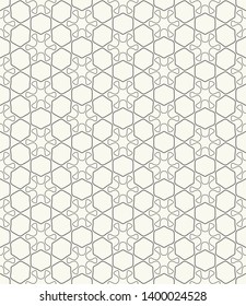 Seamless geometric line pattern in arabic style. Repeating linear texture for wallpaper, packaging, banner, invitation, business card, fabric print. Black and white graphic background, lace pattern