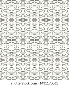 Seamless geometric line pattern in arabic style. Repeating linear texture for wallpaper, packaging, banner, invitation, business card, fabric print. Black and white graphic background, lace pattern
