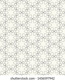 Seamless geometric line pattern in arabic style. Repeating linear texture for wallpaper, packaging, banner, invitation, business card, fabric print. Black and white graphic background, lace pattern