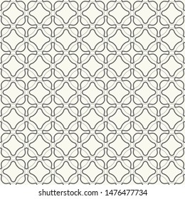 Seamless geometric line pattern in arabic style. Repeating linear texture for wallpaper, packaging, banner, invitation, business card, fabric print. Black and white graphic background, lace pattern