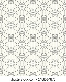 Seamless geometric line pattern in arabic style. Repeating linear texture for wallpaper, packaging, banner, invitation, business card, fabric print. Black and white graphic background, lace pattern