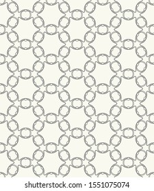 Seamless geometric line pattern in arabic style. Repeating linear texture for wallpaper, packaging, banner, invitation, business card, fabric print. Black and white graphic background, lace pattern