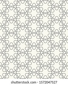Seamless geometric line pattern in arabic style. Repeating linear texture for wallpaper, packaging, banner, invitation, business card, fabric print. Black and white graphic background, lace pattern