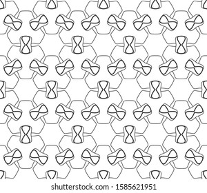 Seamless geometric line pattern in arabic style. Repeating linear texture for wallpaper, packaging, banner, invitation, business card, fabric print. Black and white graphic background, lace pattern