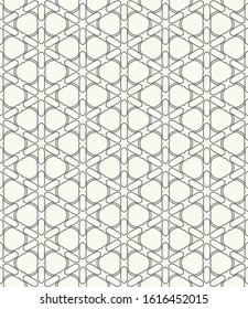 Seamless geometric line pattern in arabic style. Repeating linear texture for wallpaper, packaging, banner, invitation, business card, fabric print. Black and white graphic background, lace pattern