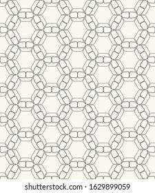 Seamless geometric line pattern in arabic style. Repeating linear texture for wallpaper, packaging, banner, invitation, business card, fabric print. Black and white graphic background, lace pattern