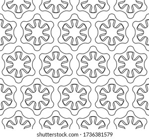 Seamless geometric line pattern in arabic style. Repeating linear texture  Black and white graphic background, lace pattern