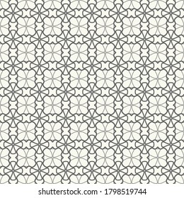 Seamless geometric line pattern in arabic style. Repeating linear texture for wallpaper, packaging, banner, invitation, business card, fabric print. Black and white graphic background, lace pattern