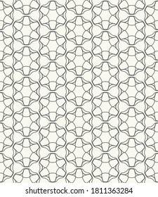 Seamless geometric line pattern in arabic style. Repeating linear texture for wallpaper, packaging, banner, invitation, business card, fabric print. Black and white graphic background, lace pattern