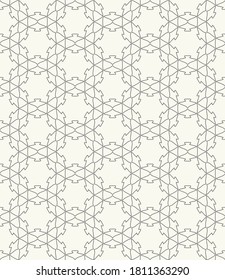 Seamless geometric line pattern in arabic style. Repeating linear texture for wallpaper, packaging, banner, invitation, business card, fabric print. Black and white graphic background, lace pattern