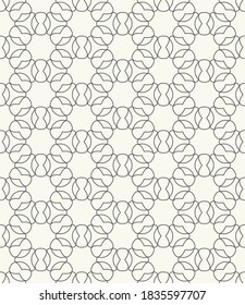 Seamless geometric line pattern in arabic style. Repeating linear texture for wallpaper, packaging, banner, invitation, business card, fabric print. Black and white graphic background, lace pattern