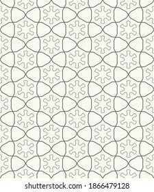 Seamless geometric line pattern in arabic style. Repeating linear texture for wallpaper, packaging, banner, invitation, business card, fabric print. Black and white graphic background, lace pattern