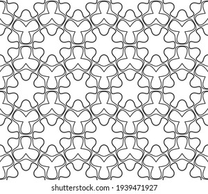 Seamless geometric line pattern in arabic style. Repeating linear texture for wallpaper, packaging, banner, invitation, business card, fabric print. Black and white graphic background, lace pattern