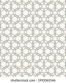 Seamless geometric line pattern in arabic style. Repeating linear texture for wallpaper, packaging, banner, invitation, business card, fabric print. Black and white graphic background, lace pattern