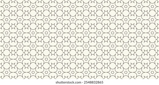 Padrão de linha geométrica uniforme em estilo árabe. Reticulado decorativo em estilo marroquino. Repetindo textura linear para papel de parede, embalagem, convite, cartão de visita, impressão de tecido. Vetor EPS
