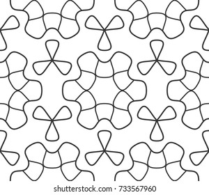 Seamless geometric line pattern in arabic style. Repeating linear texture for wallpaper, packaging, banner, invitation, business card, fabric print. Black and white graphic background, lace pattern