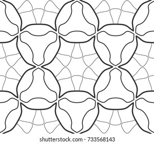 Seamless geometric line pattern in arabic style. Repeating linear texture for wallpaper, packaging, banner, invitation, business card, fabric print. Black and white graphic background, lace pattern