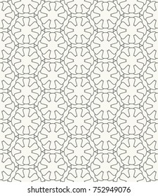 Seamless geometric line pattern in arabic style. Repeating linear texture for wallpaper, packaging, banner, invitation, business card, fabric print. Black and white graphic background, lace pattern