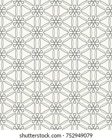 Seamless geometric line pattern in arabic style. Repeating linear texture for wallpaper, packaging, banner, invitation, business card, fabric print. Black and white graphic background, lace pattern