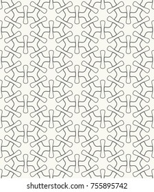 Seamless geometric line pattern in arabic style. Repeating linear texture for wallpaper, packaging, banner, invitation, business card, fabric print. Black and white graphic background, lace pattern