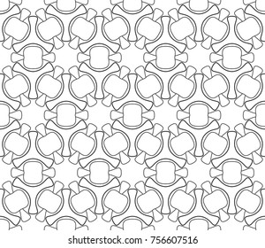 Seamless geometric line pattern in arabic style. Repeating linear texture for wallpaper, packaging, banner, invitation, business card, fabric print. Black and white graphic background, lace pattern