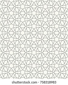 Seamless geometric line pattern in arabic style. Repeating linear texture for wallpaper, packaging, banner, invitation, business card, fabric print. Black and white graphic background, lace pattern