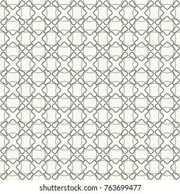Seamless geometric line pattern in arabic style. Repeating linear texture for wallpaper, packaging, banner, invitation, business card, fabric print. Black and white graphic background, lace pattern
