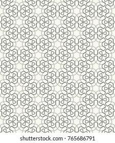Seamless geometric line pattern in arabic style. Repeating linear texture for wallpaper, packaging, banner, invitation, business card, fabric print. Black and white graphic background, lace pattern
