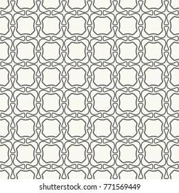 Seamless geometric line pattern in arabic style. Repeating linear texture for wallpaper, packaging, banner, invitation, business card, fabric print. Black and white graphic background, lace pattern
