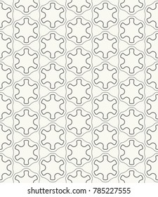 Seamless geometric line pattern in arabic style. Repeating linear texture for wallpaper, packaging, banner, invitation, business card, fabric print. Black and white graphic background, lace pattern