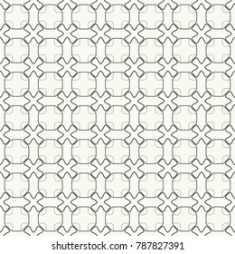 Seamless geometric line pattern in arabic style. Repeating linear texture for wallpaper, packaging, banner, invitation, business card, fabric print. Black and white graphic background, lace pattern