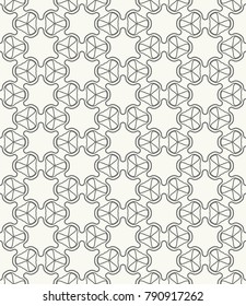 Seamless geometric line pattern in arabic style. Repeating linear texture for wallpaper, packaging, banner, invitation, business card, fabric print. Black and white graphic background, lace pattern