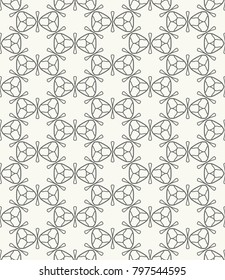 Seamless geometric line pattern in arabic style. Repeating linear texture for wallpaper, packaging, banner, invitation, business card, fabric print. Black and white graphic background, lace pattern